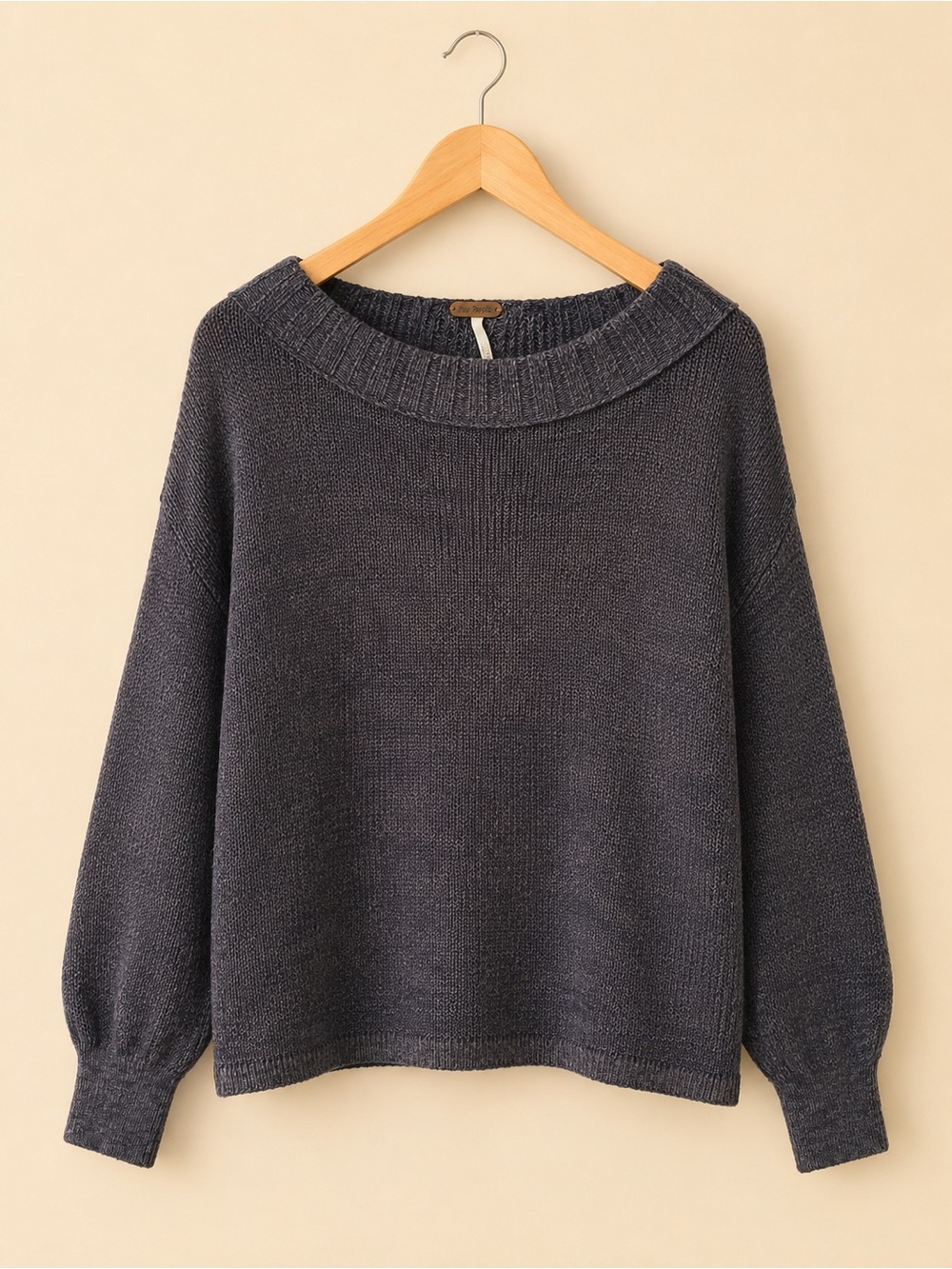 Free People Charcoal Off Shoulder Knit Sweater | Medium